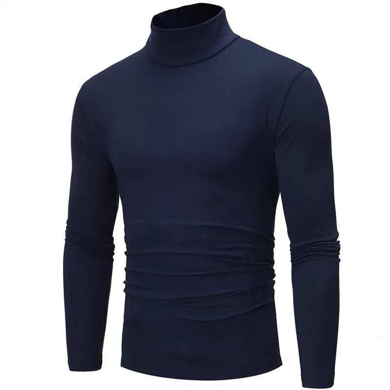 Autumn Winter Men's High Neck T-shirt Slim Fit Fashion High Elastic