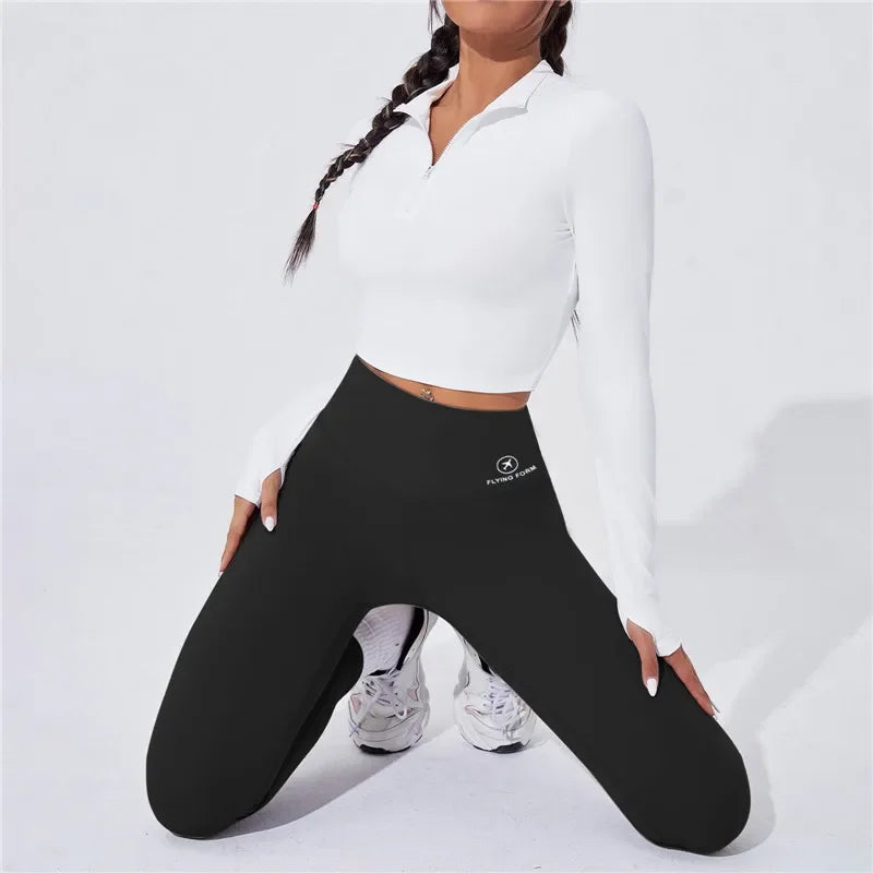 High Waist Yoga Warm Leggings Sports Tights Thermal Woman Running Pants