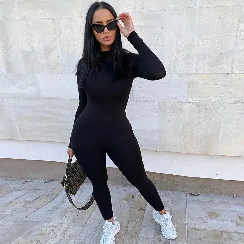 Women Sexy Jumpsuit Streetwear Long Sleeve Bodycon Solid Sport Fitness Jumpsuits Romper Overalls For Women Body Suit