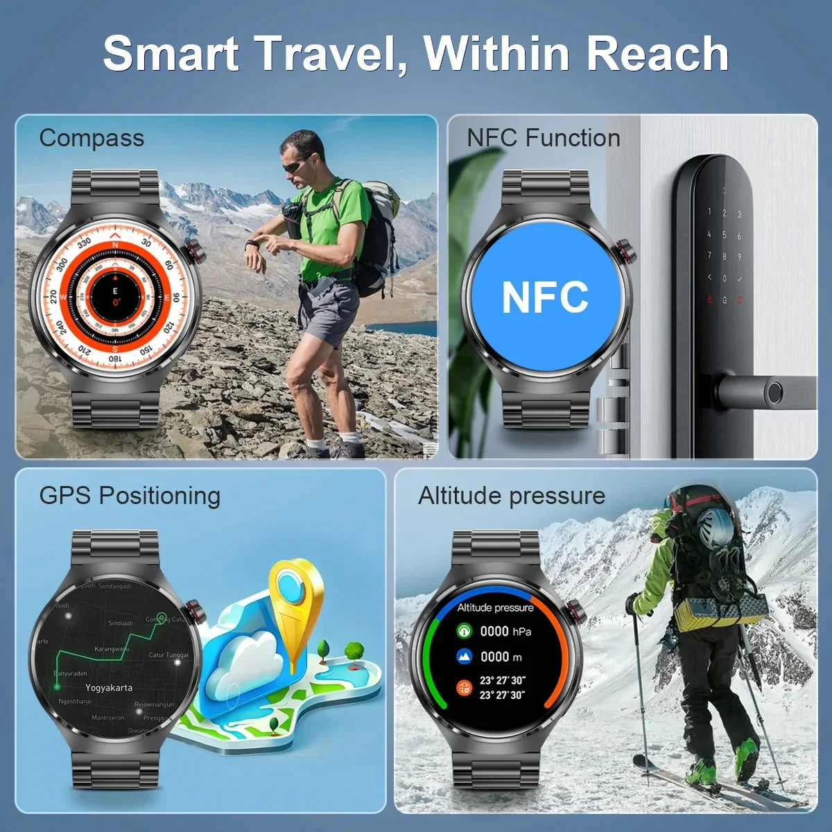 New Smart Watch Heart rate Health Monitor Bluetooth Call NFC GPS Tracker IP68 Waterproof  Smartwatch