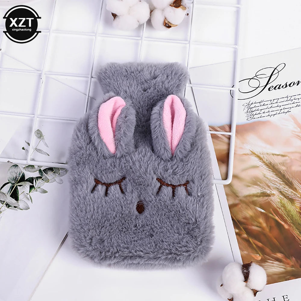 Winter Warm Heat Hand Warmer Stress Pain Relief Therapy Hot Water Bottle Bag Soft Rabbit Hand Warming Bag