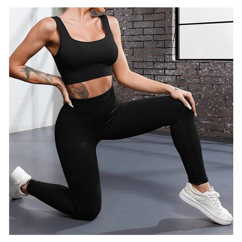 Thread Solid Leggings Women Seamless Knit Yoga Pants High Waist Hip Lifting Tights Fashion Slim Workout Running Sports Leggings