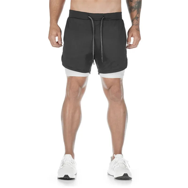 2023 Camo Running Shorts Men 2 In 1 Double-deck Quick Dry GYM Sport Shorts