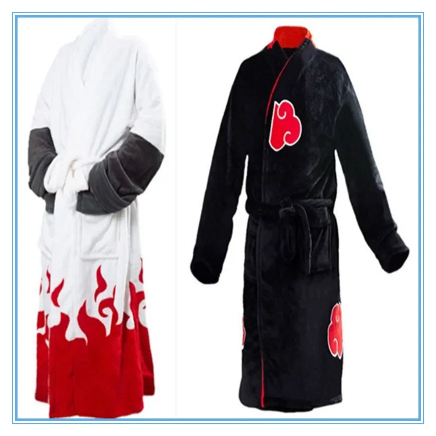 Naruto Autumn and Winter Organization Men and Women Flannel Home Clothes Nightgown Cosplay Battle Robe Bathrobe