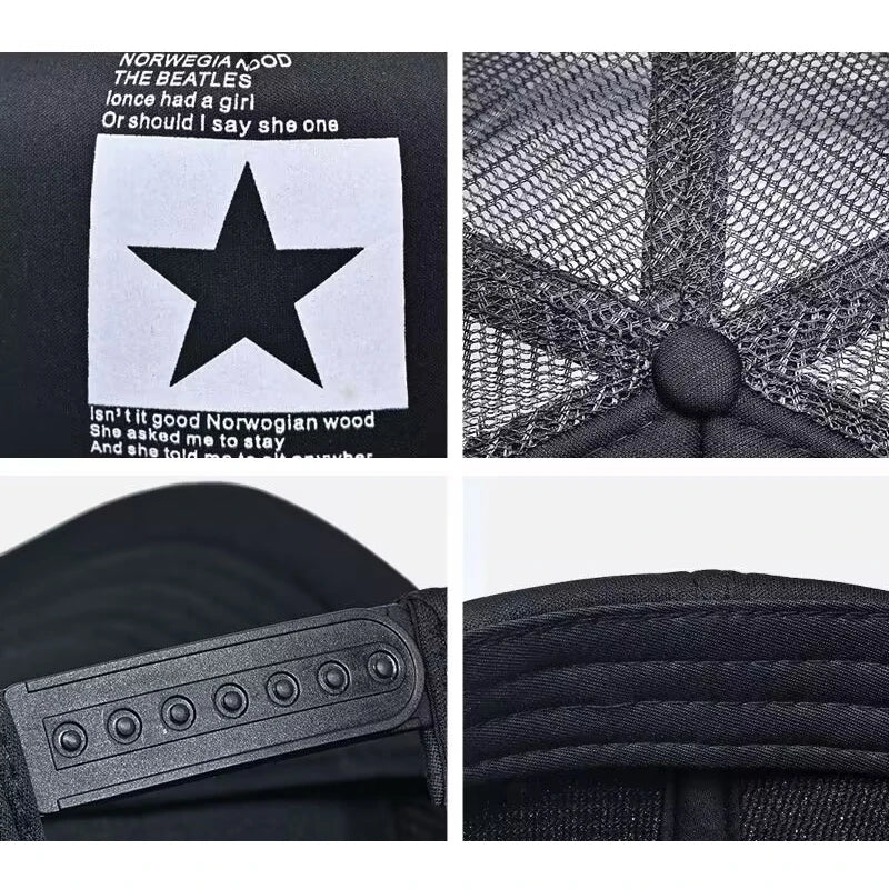 Trendy Mesh Snapback Baseball Cap for All Seasons - Unisex Hip Hop Style