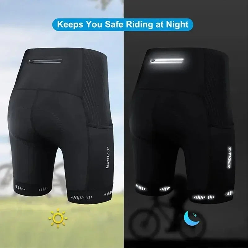 Men Cycling Shorts with Back Pocket Gel Padded Breathable MTB Bike Shorts