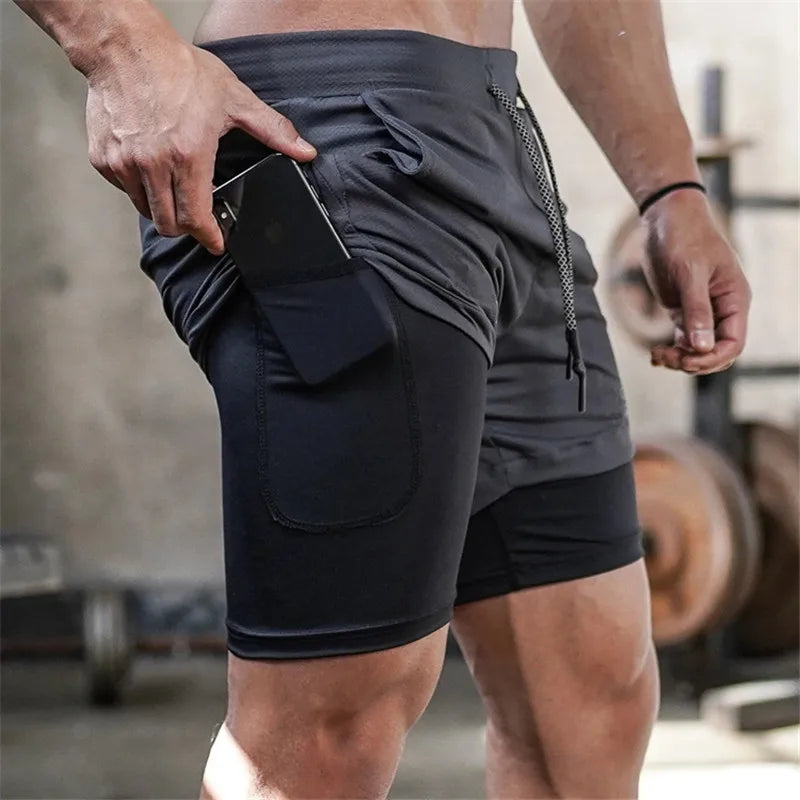 2023 Camo Running Shorts Men 2 In 1 Double-deck Quick Dry GYM Sport Shorts