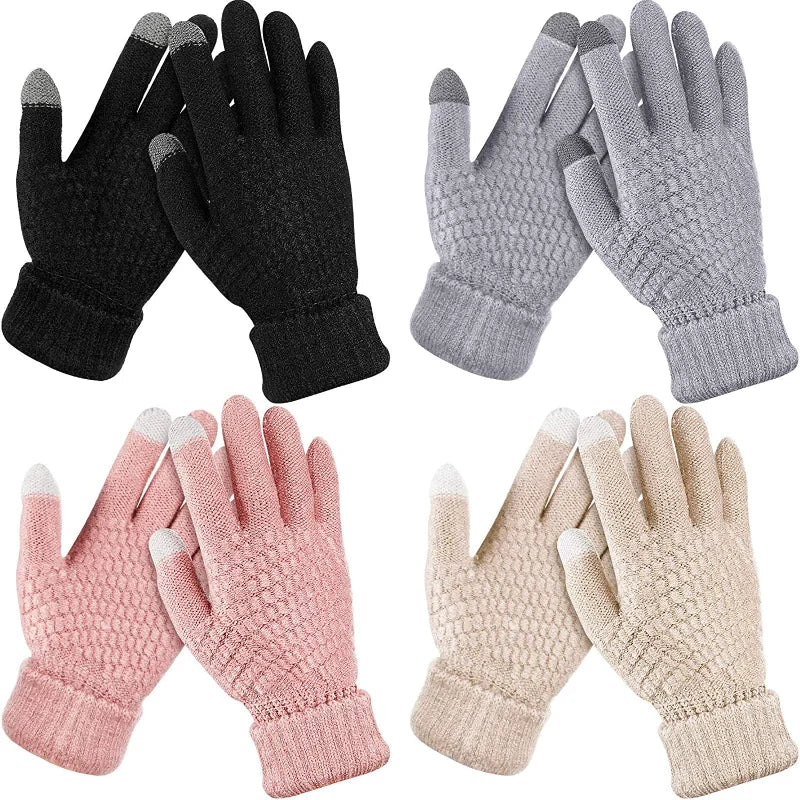 New Women Plush Thicken Touch Screen Gloves Adult Soft Warm