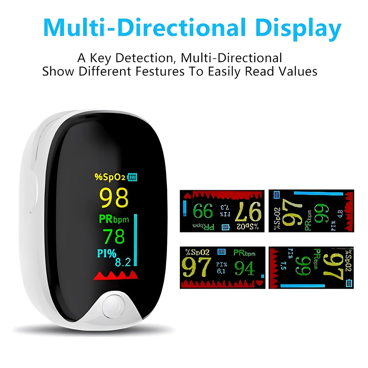 Finger Pulse Digital Finger Clip Display PR Heart Rate Monitor Blood Oxygen Saturation.