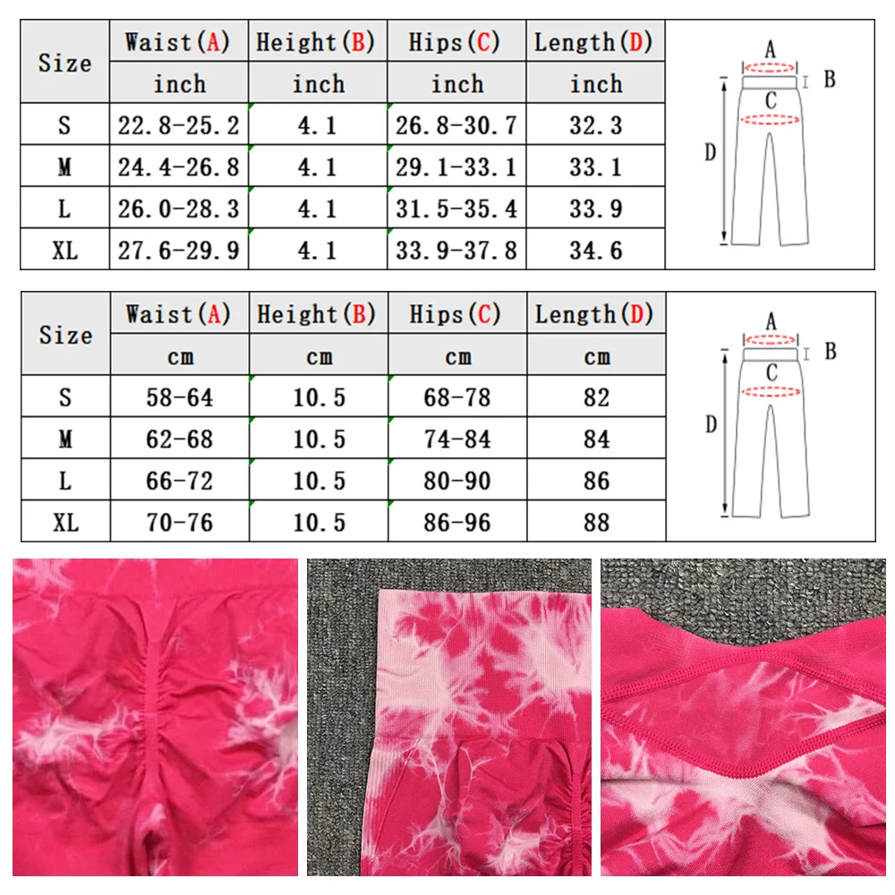 Seamless Tie Dye Bleach Sport Leggings Women