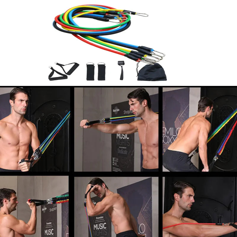 11 Pcs/Set TPE Resistance Band Set Fitness Band Pull Rope Elastic Training