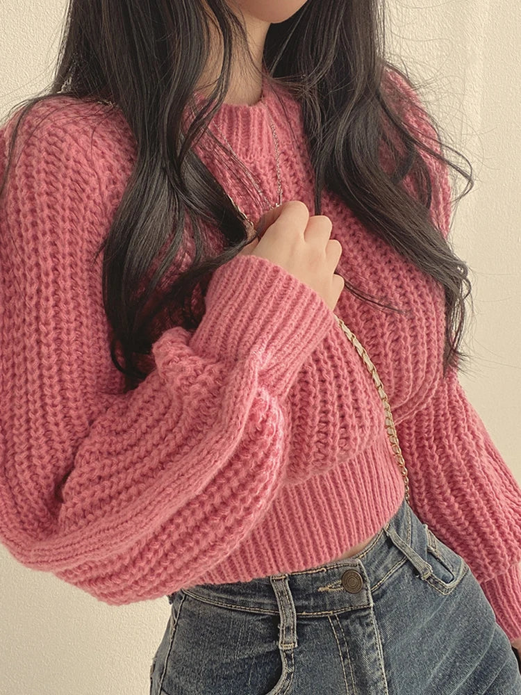 Loose Vintage Long Sleeve Women Sweater Korean Autumn Winter Knitwear Soft Warm Tops