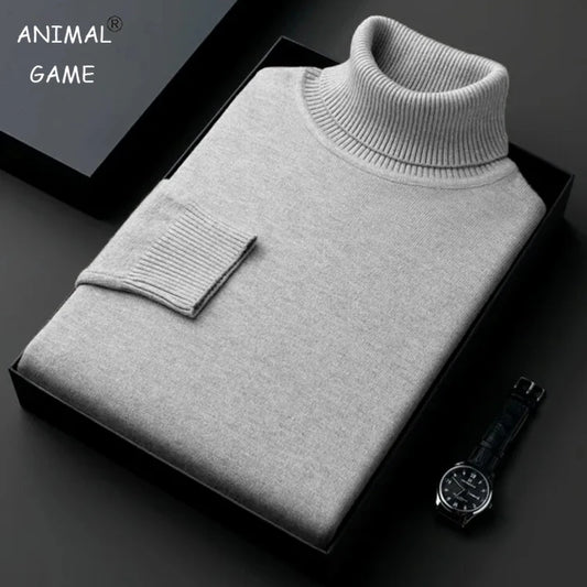 Sweat wear Men's Anti-pilling High Quality Knitted Turtleneck Sweater Slim Fit Long Sleeve Pullover