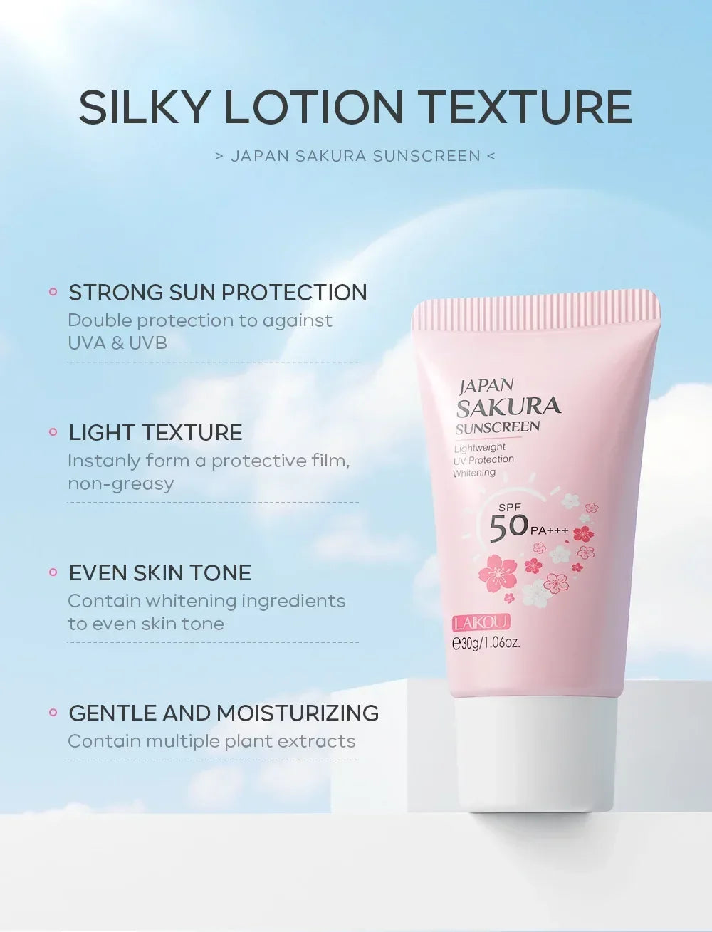 Whitening Cream Korean Sunscreen Protector Facial Sun Blocker Spf50 Isolation Lotion Bleaching Moisturizer  30g