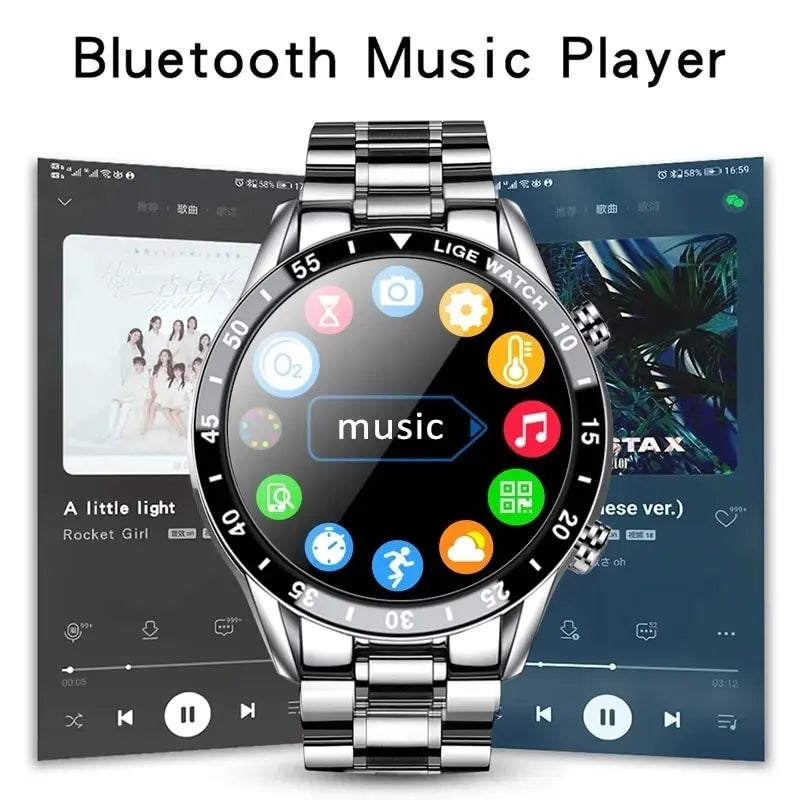 2024 Smart Watch Men Full Circle Touch Screen Bluetooth Call Men Smartwatch Waterproof Sport Activity Fitness