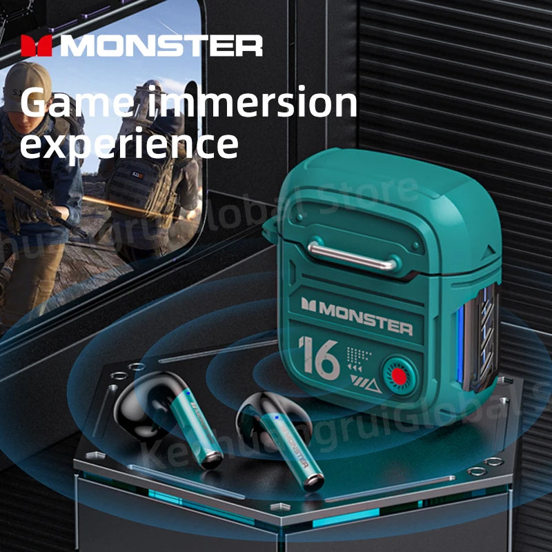 Monster Bluetooth 5.3 Earphones Mechanical Design Wireless Headphones Gamer