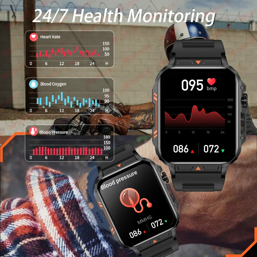 New Outdoor Sports Smart Watch Men inch Heart Rate Blood Oxygen Waterproof Smartwatch Men