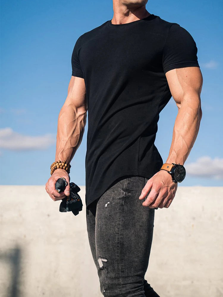 Men's Athleisure Workout short sleeve T-shirt High Quality cotton Men T-shirt