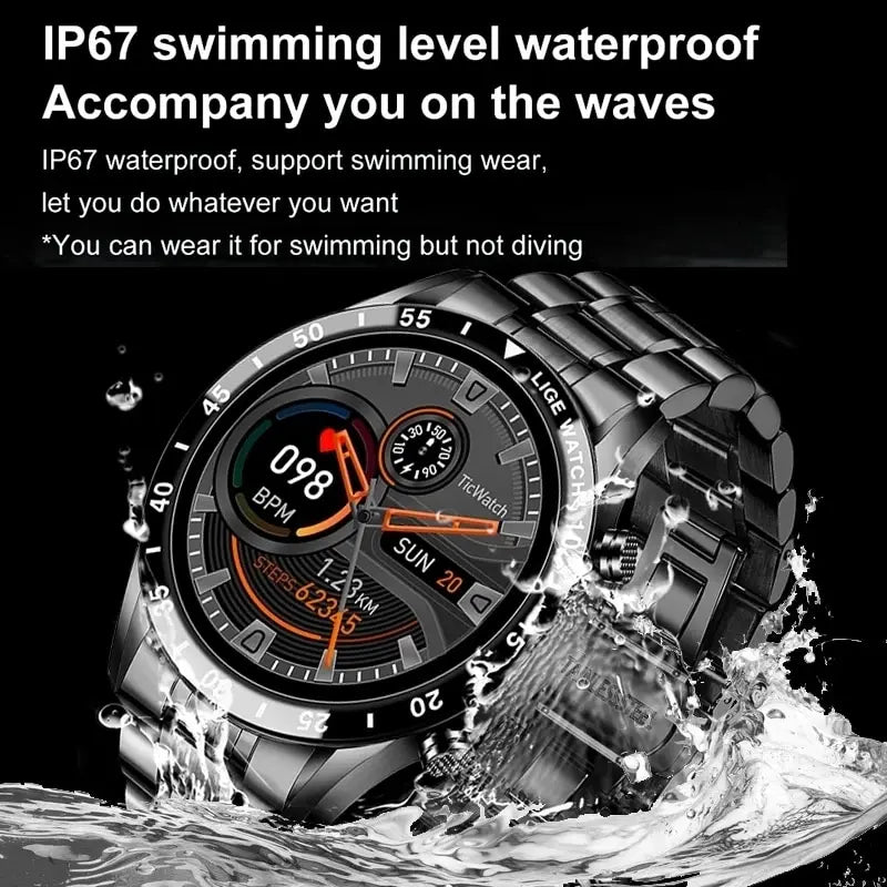 2024 Smart Watch Men Full Circle Touch Screen Bluetooth Call Men Smartwatch Waterproof Sport Activity Fitness