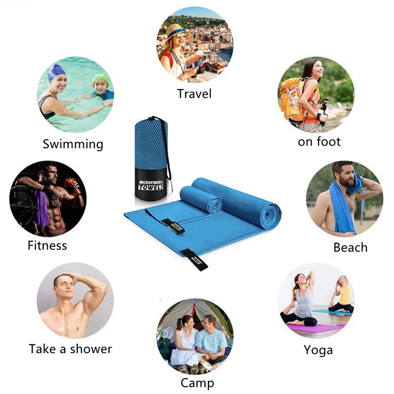 Microfiber Quick Dry Sports Beach Towel Outdoor Thick Travel Gymnastics Fitness