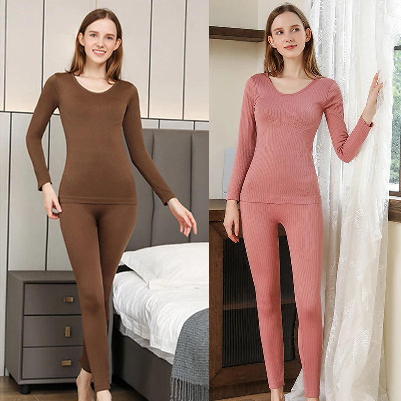 Warm Thermal Underwear Ladies Intimates Long Women Shaped Sets Female