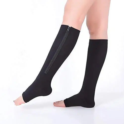 Compression Socks Running Sports Socks Hiking Women Knee High Zipper Socks