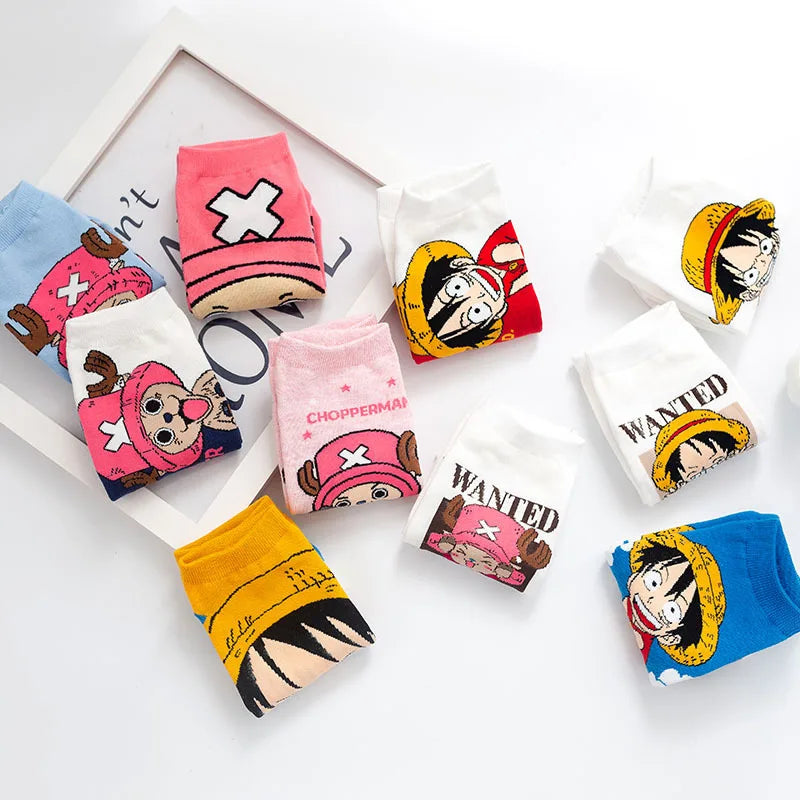 Anime One Piece Socks Luffy Chopper Short Socks Cartoon Autumn