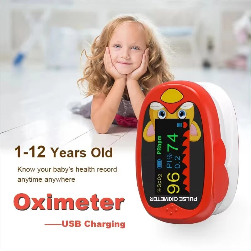 Rechargeable Finger Pulse Oximeter Blood Oxygen Finger Monitor Saturation Meter Heart Rate Monitor Child Baby Pulse