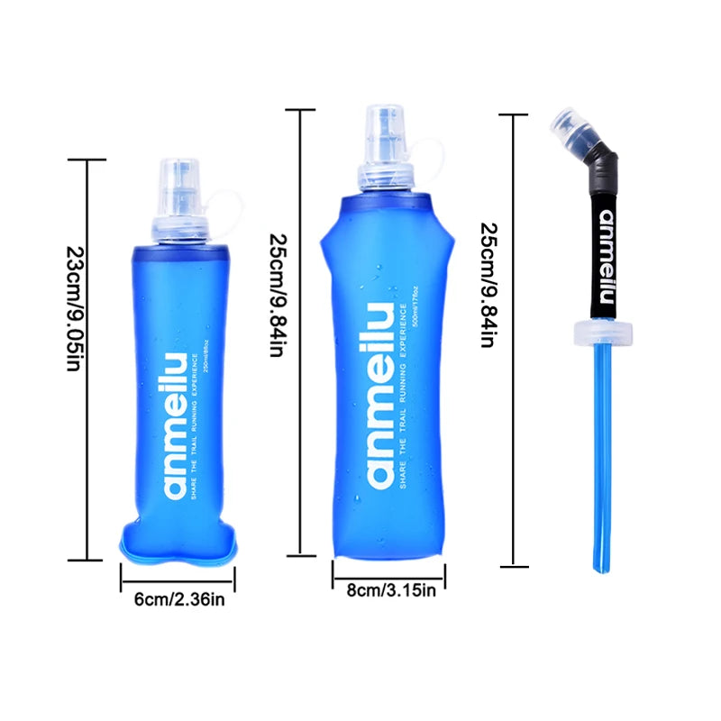 250/500ml Ultralight Foldable Water Bottle BPA Free Straw Outdoor