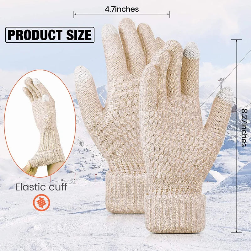 New Women Plush Thicken Touch Screen Gloves Adult Soft Warm