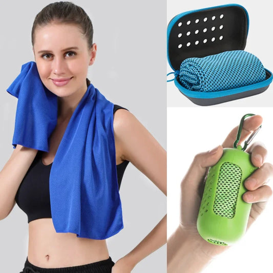 Portable Mini Silica Gel Set Cold Towel Polyester Fiber Outdoor Cooling Towel Fitness sports gym