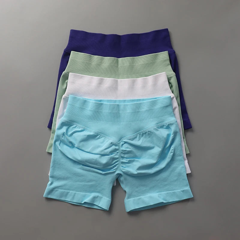 Shorts With Logo Low Ribbed Band Yoga Shorts Seamless