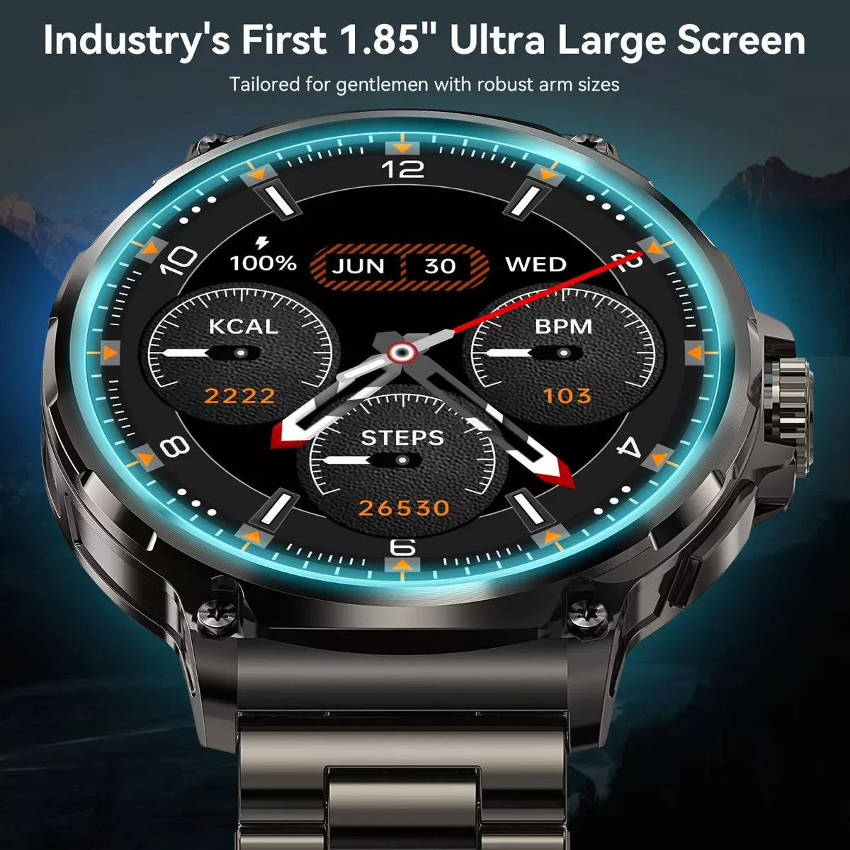 Track Smart Watch Men 1.85-Inch HD Screen Battery Sport Bluetooth Call Smartwatch