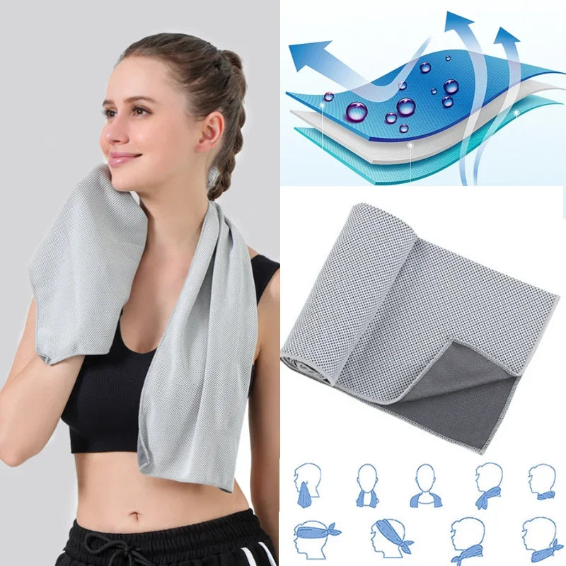 Portable Mini Silica Gel Set Cold Towel Polyester Fiber Outdoor Cooling Towel Fitness sports gym