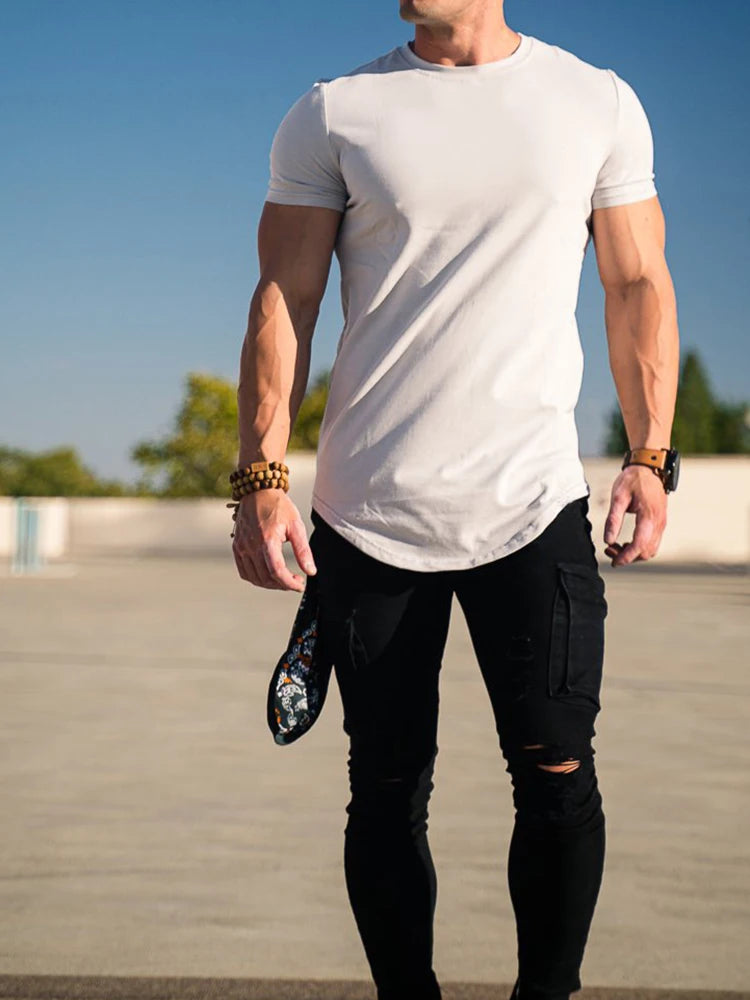 Men's Athleisure Workout short sleeve T-shirt High Quality cotton Men T-shirt