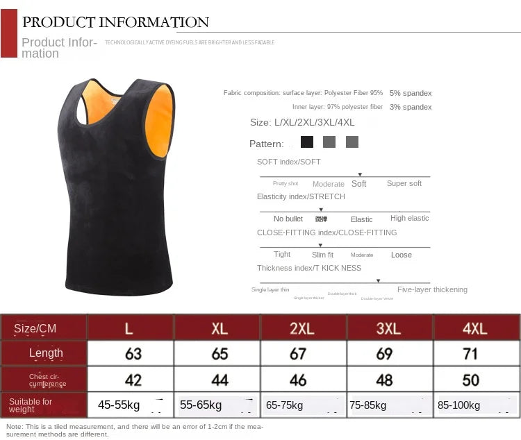 Men's Winter Thermal Shaping Large Size Male Vest Comfortable