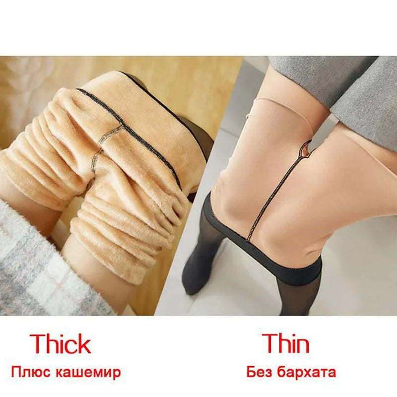 Thermal Stockings Woman Winter Warm Sexy Elasticity Translucent Effect Fleece Tights Slim Female