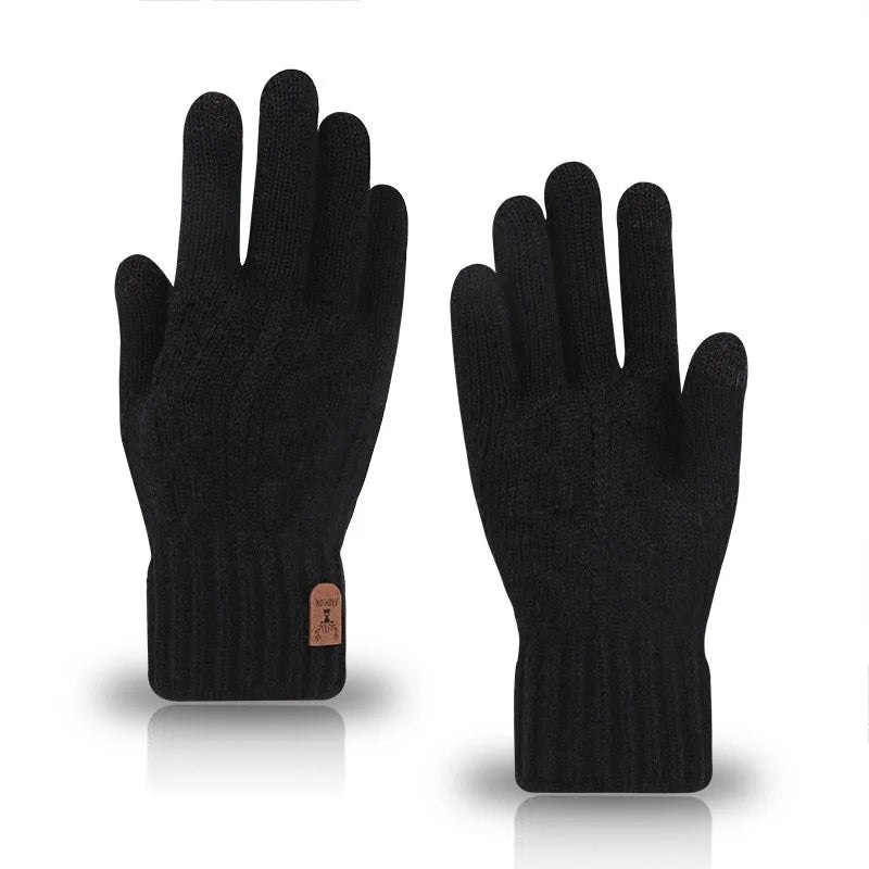 Men's Winter Touchscreen Gloves - Fleece-Lined Knitted Warmth with Cold Weather Protection