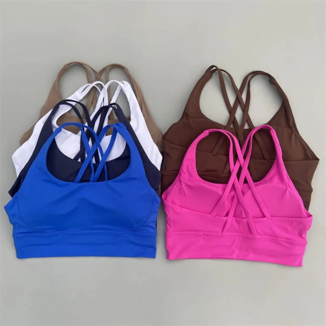 Women Fitness Bra Tights Yoga Vest High Strength Shockproof Gym Sports Top