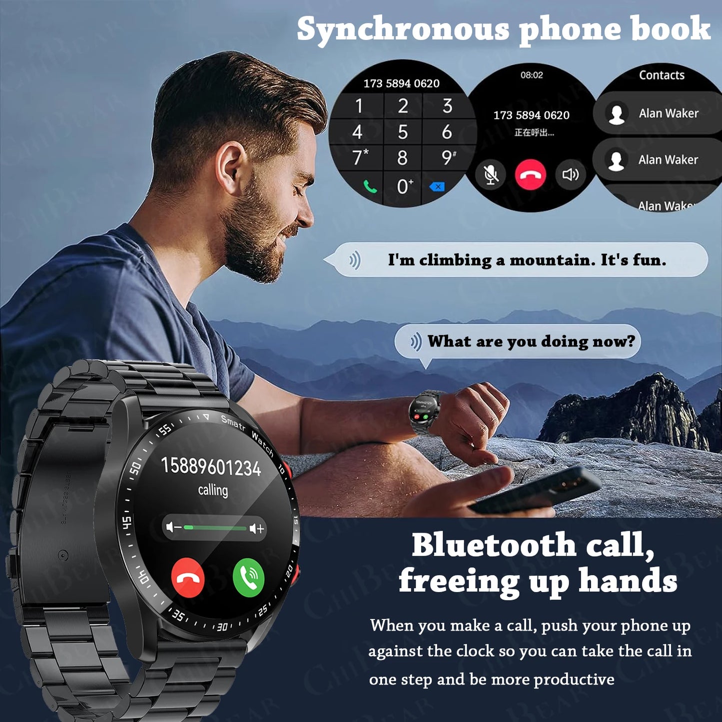 New Bluetooth Call Smart Watch Men HD Display Heart Rate Fitness Tracker