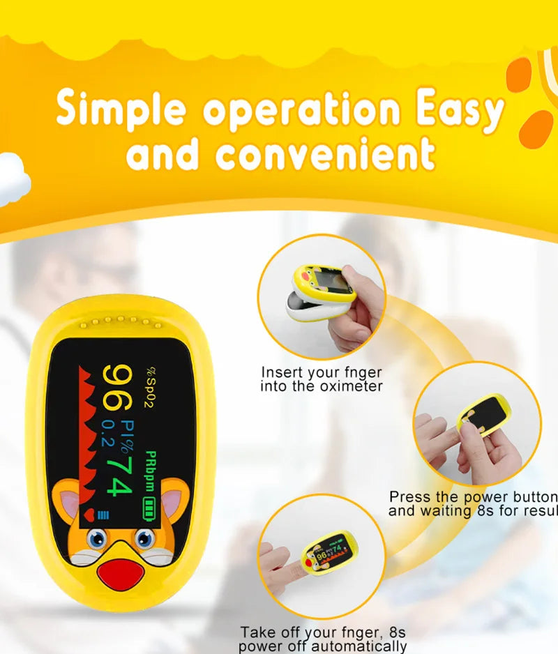 Rechargeable Finger Pulse Oximeter Blood Oxygen Finger Monitor Saturation Meter Heart Rate Monitor Child Baby Pulse