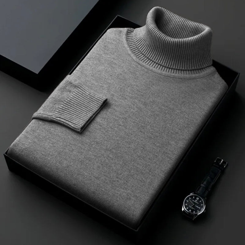 Sweat wear Men's Anti-pilling High Quality Knitted Turtleneck Sweater Slim Fit Long Sleeve Pullover