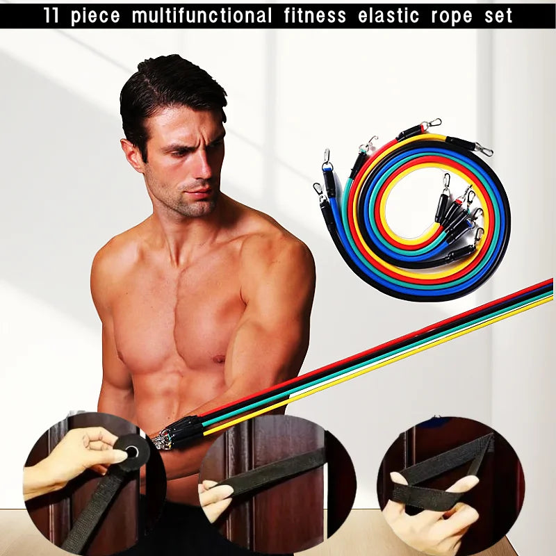 11 Pcs/Set TPE Resistance Band Set Fitness Band Pull Rope Elastic Training