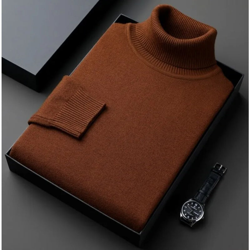 Sweat wear Men's Anti-pilling High Quality Knitted Turtleneck Sweater Slim Fit Long Sleeve Pullover