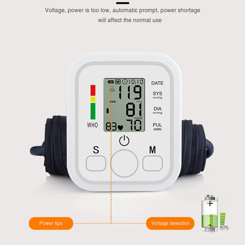 Digital Arm Blood Pressure Meter Cuff Medical Automatic Pressure Tonometer Heart Rate Pulse Meter BP Monitor Healthy