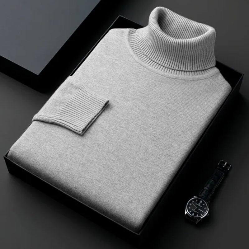 Sweat wear Men's Anti-pilling High Quality Knitted Turtleneck Sweater Slim Fit Long Sleeve Pullover