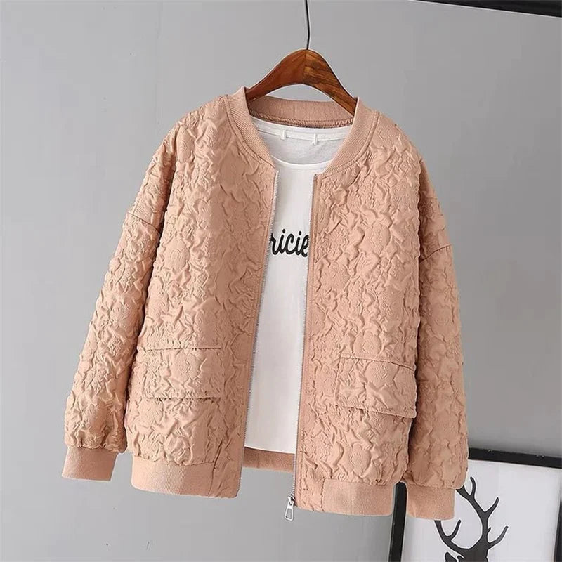 New Korean Spring Casual White Jacket Top Female Zipper Jackets Fashion