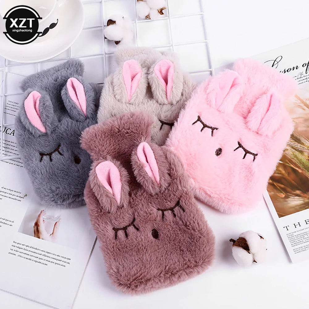 Winter Warm Heat Hand Warmer Stress Pain Relief Therapy Hot Water Bottle Bag Soft Rabbit Hand Warming Bag