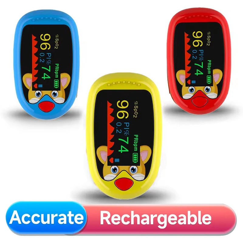 Rechargeable Finger Pulse Oximeter Blood Oxygen Finger Monitor Saturation Meter Heart Rate Monitor Child Baby Pulse