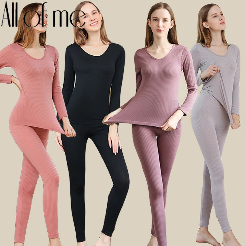 Warm Thermal Underwear Ladies Intimates Long Women Shaped Sets Female